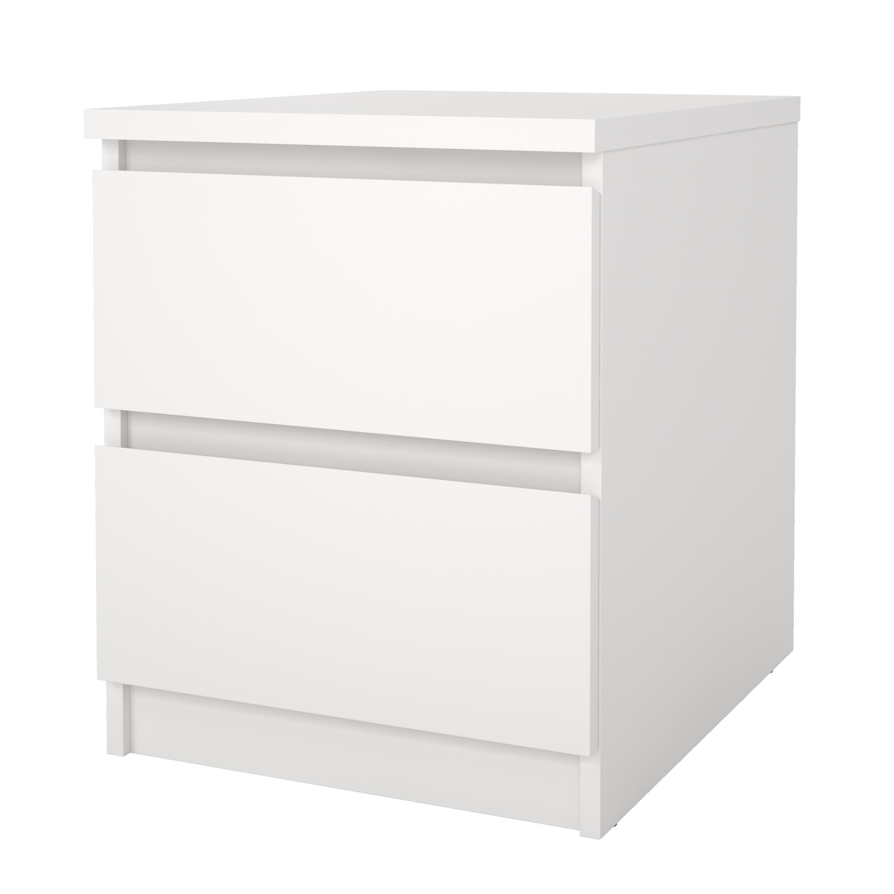 Esla Matt white 2 Drawer Bedside table (H)495mm (W)404mm (D)500mm