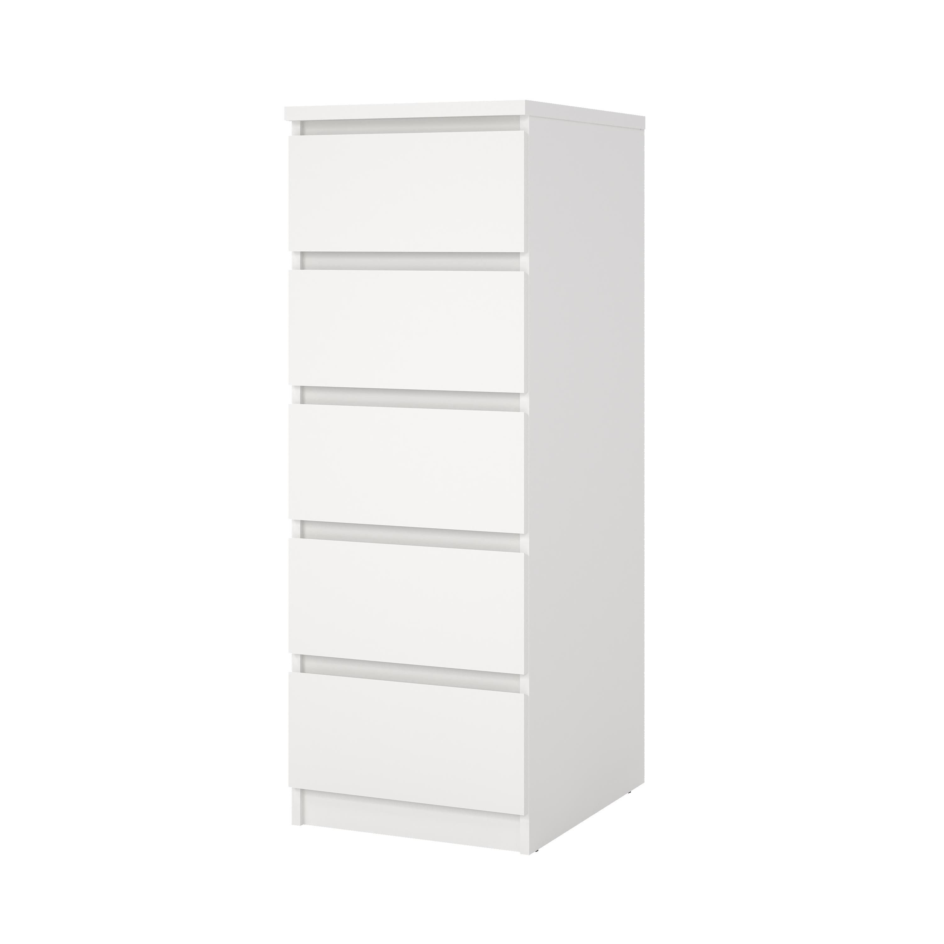 Shop Esla Matt white 5 Drawer Chest (H)1113mm (W)404mm (D)500mm