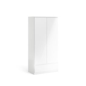Esla Modern High gloss High gloss white 1 Drawer Double Wardrobe (H)2006mm (W)989mm (D)500mm