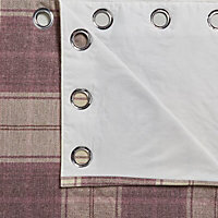 Esmeralda Purple Check Lined Eyelet Curtains (W)117cm (L)137cm, Pair