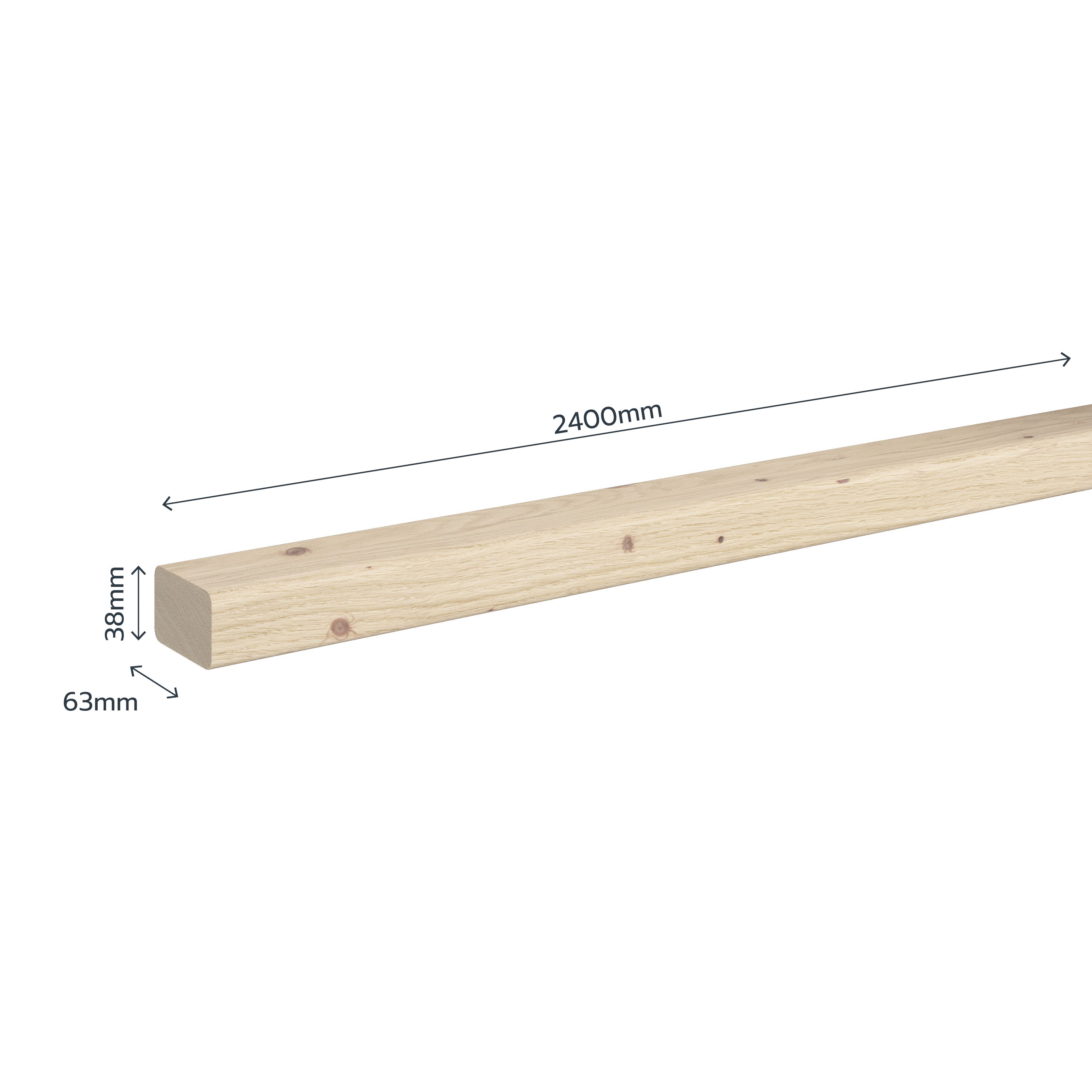 Essentials Smooth Planed C16 Whitewood spruce CLS timber (L)2.4m (W)63mm (T)38mm