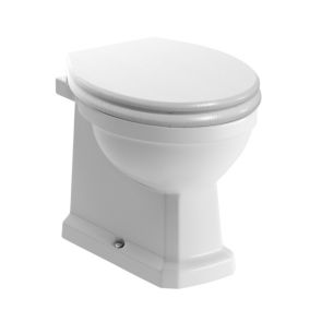 Essentials Somerton White Boxed rim Back to wall Square Toilet pan with Soft close seat