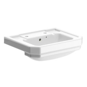 Essentials Somerton White Rectangular Counter-mounted Semi-recessed Basin (W)55cm