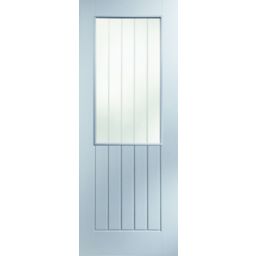 Etched Glazed Cottage Primed White Woodgrain effect LH & RH Internal Door, (H)1981mm (W)762mm (T)35mm