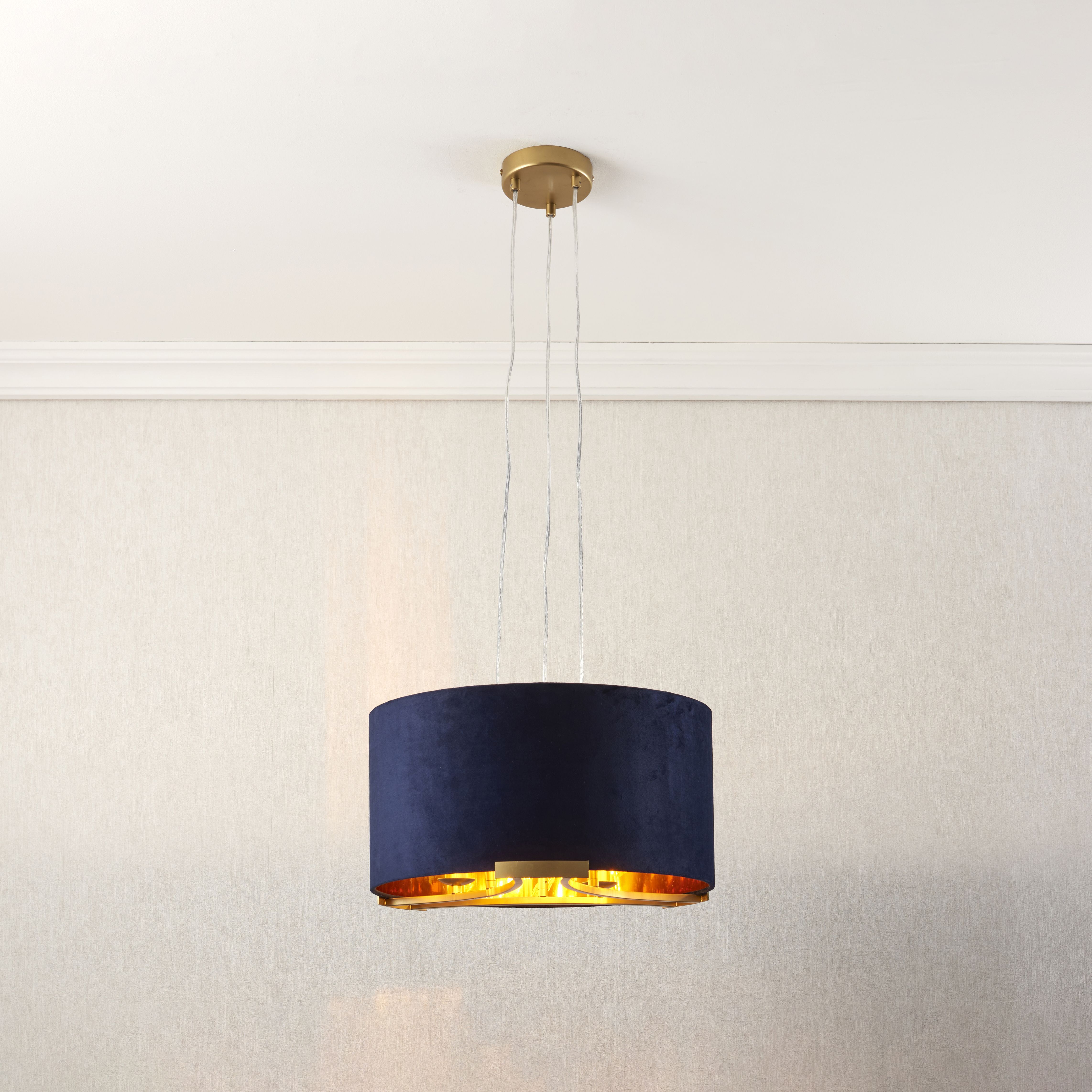 Eternal Contemporary Matt Navy Gold effect 3 Lamp Light pendant, (Dia)430mm