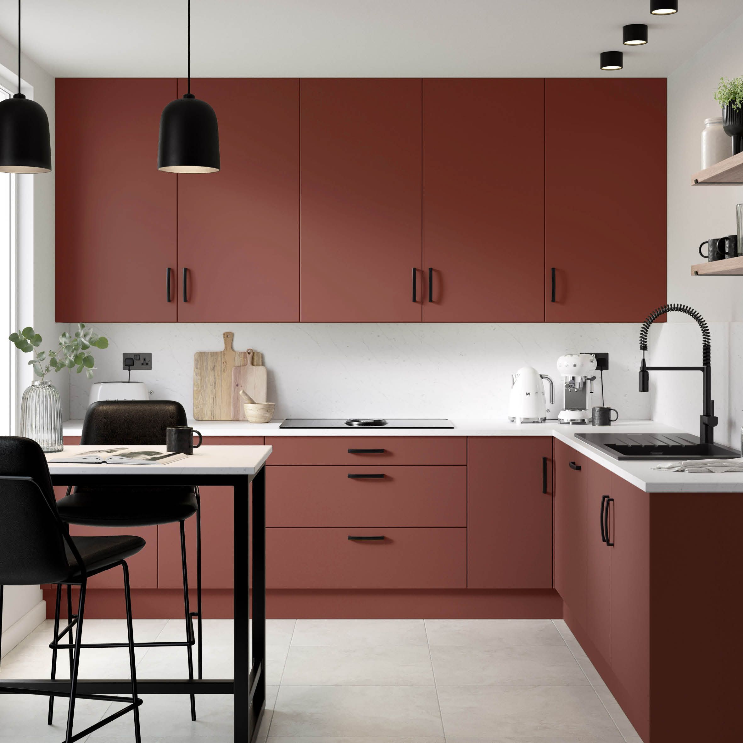 Ethos Matt tuscan red Standard Clad on base panel (H)934mm (W)640mm