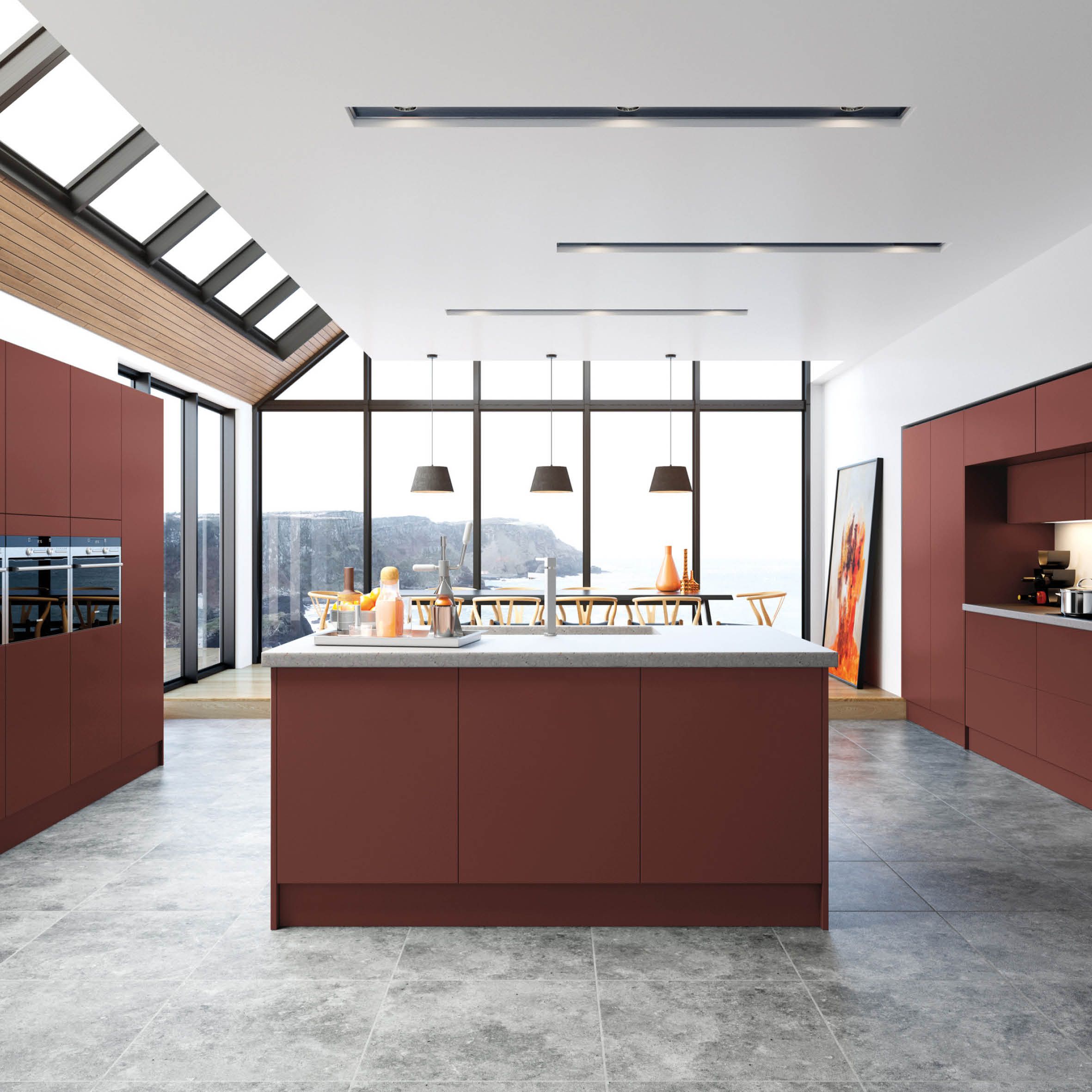 Ethos Matt tuscan red Standard Clad on base panel (H)934mm (W)640mm