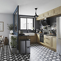 Etoile Black & white Matt Patterned Distressed effect Porcelain Wall & floor Tile, Pack of 7, (L)450mm (W)450mm