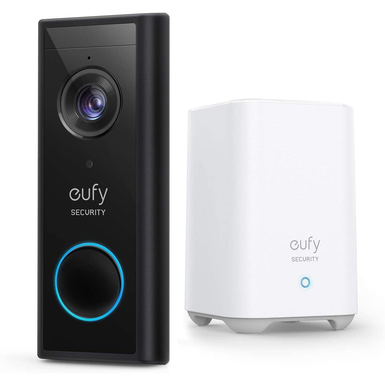 Eufy Black Wireless Video doorbell with homebase