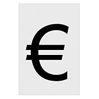 Euro symbol Black & White Self-adhesive labels, (H)60mm (W)40mm