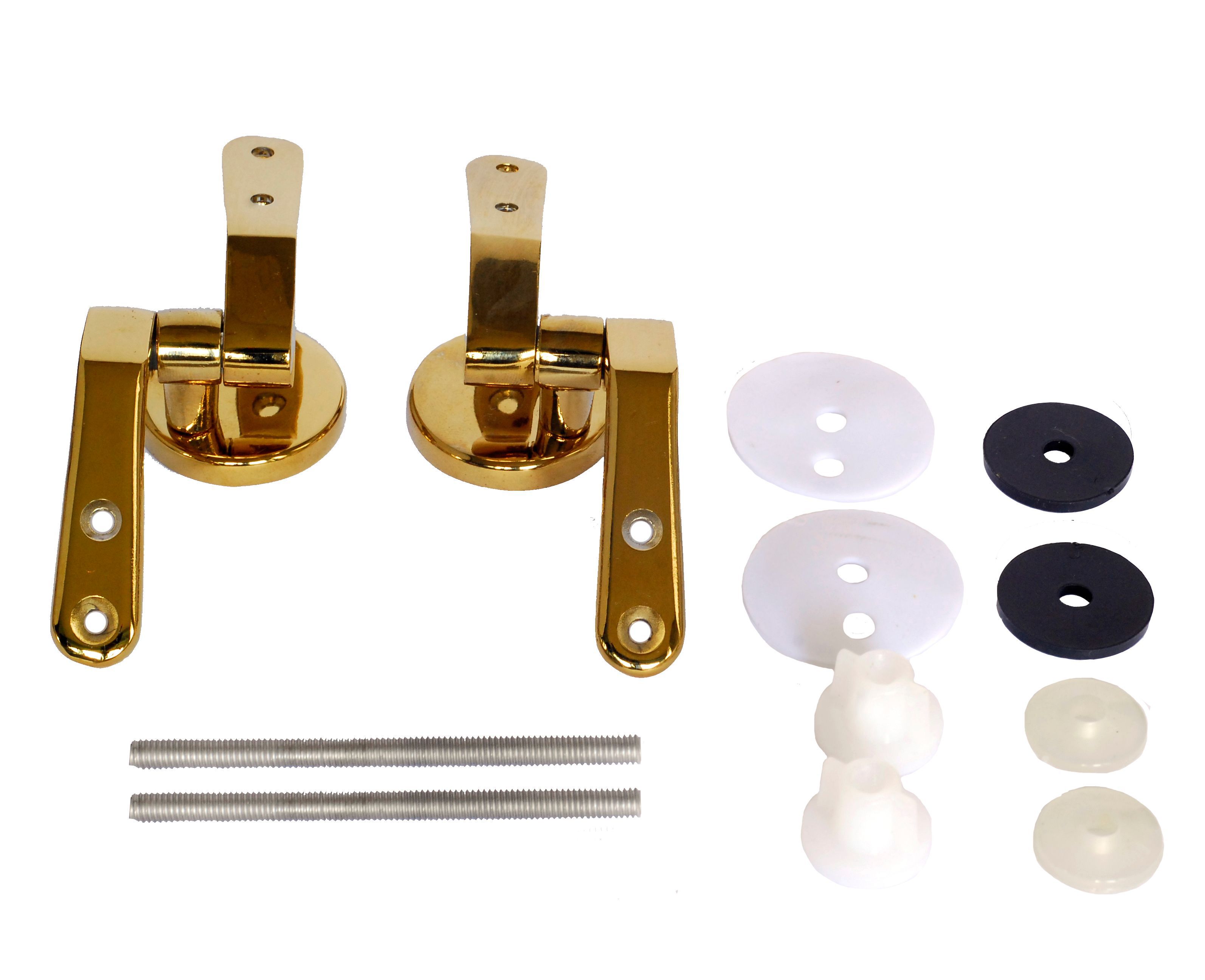 Euroflo Gold Gold effect Steel Toilet seat hinges, Pack of 2 | DIY at B&Q