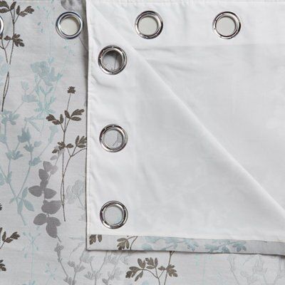 Evania Duck egg Floral Lined Eyelet Curtains (W)117cm (L)137cm, Pair