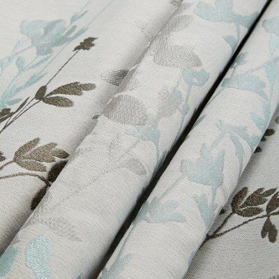 Evania Duck egg Floral Lined Eyelet Curtains (W)117cm (L)137cm, Pair