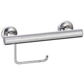 Evekare Grab rail Silver effect Wall-mounted Toilet roll holder (H)112mm (W)300mm