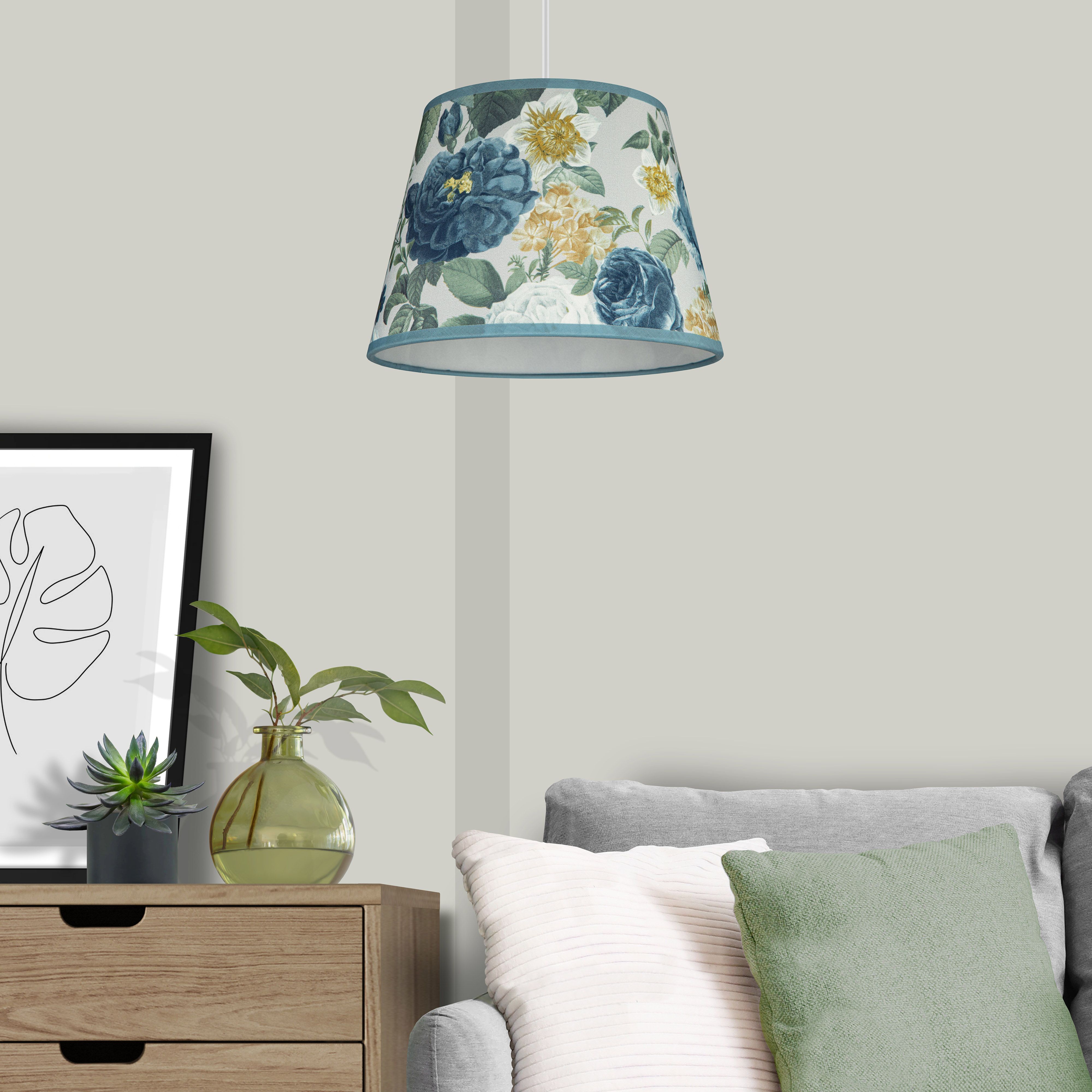 Evelyn Blue & Cream Floral Tapered Lamp shade (D)25cm