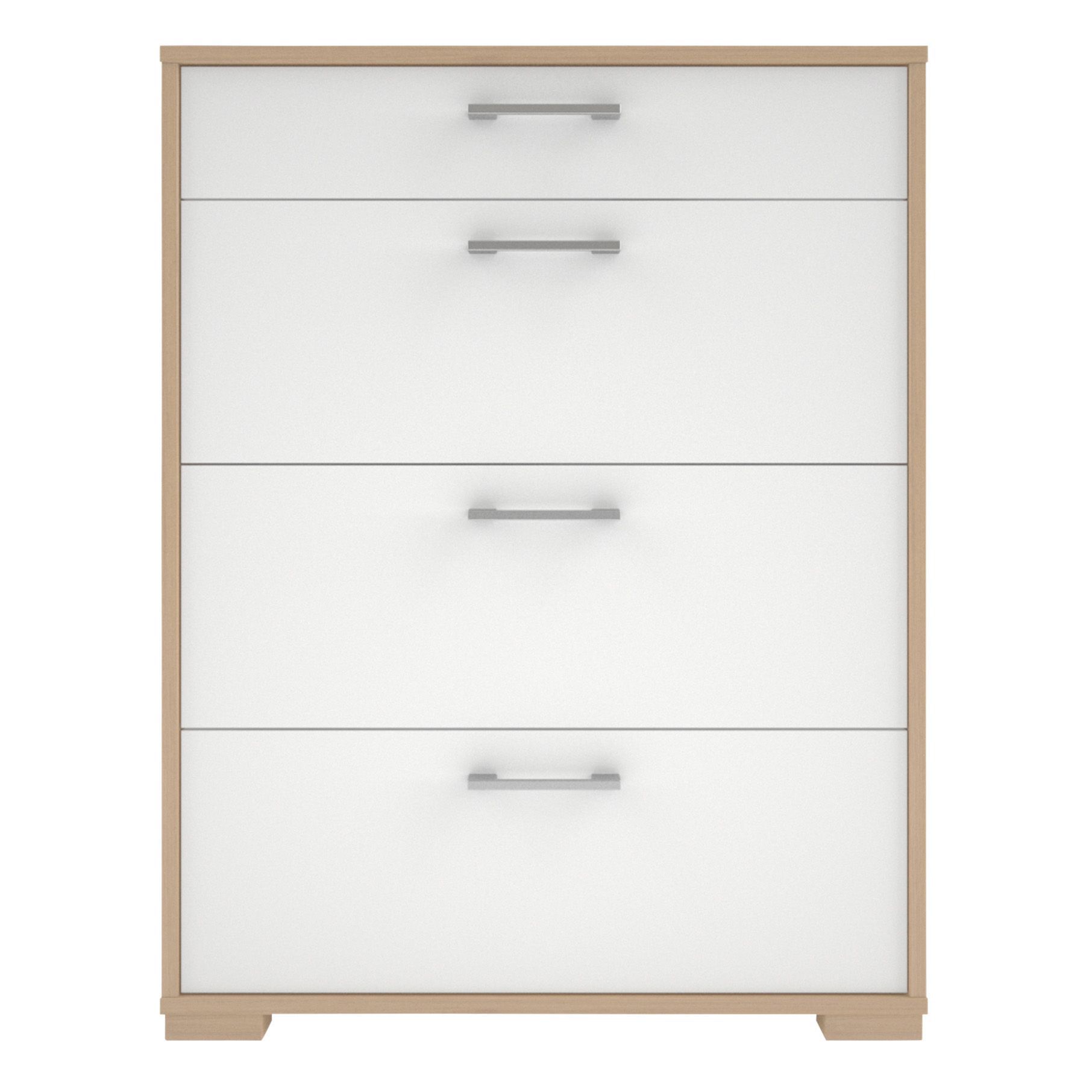 Evie Matt & high gloss white oak effect 4 Drawer Chest (H)910mm (W ...