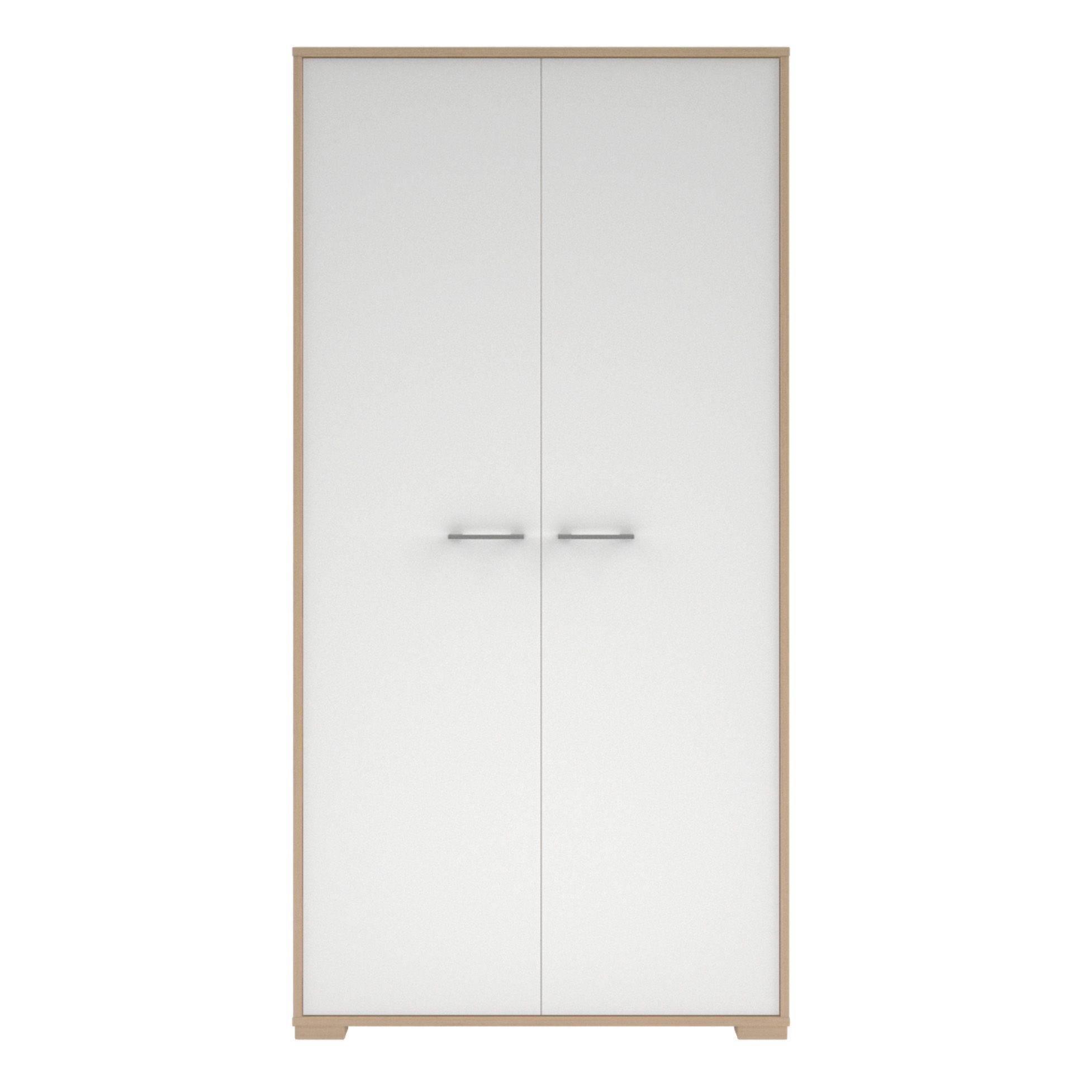 Evie Matt & high gloss white oak effect Double Wardrobe (H)1800mm (W)902mm (D)582mm