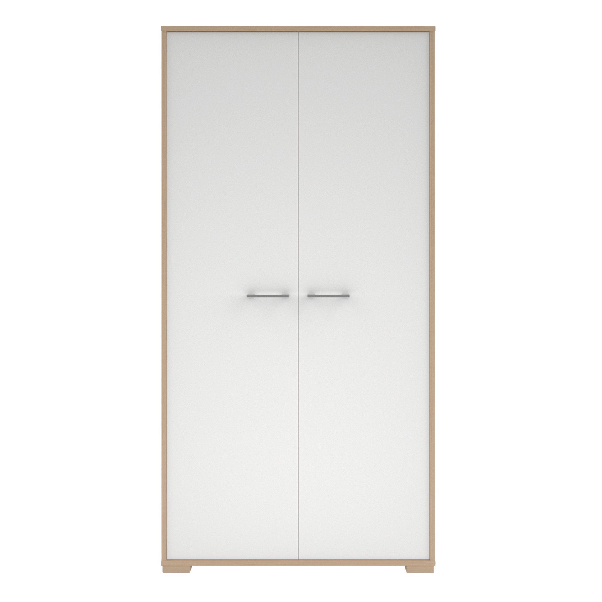 Evie matt & high gloss store white oak effect double wardrobe