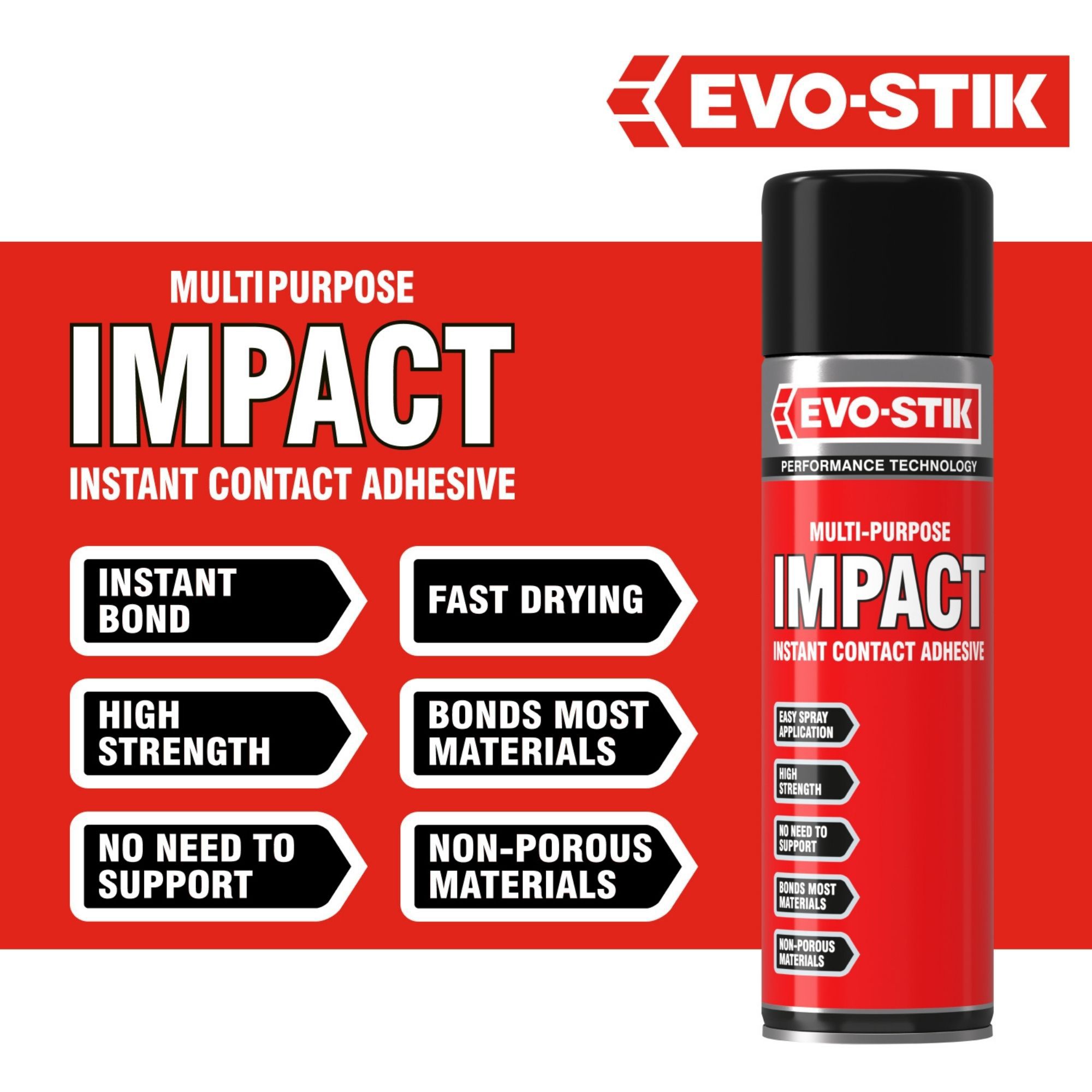 Evo-Stik Impact Solvent-based Spray contact adhesive 500ml