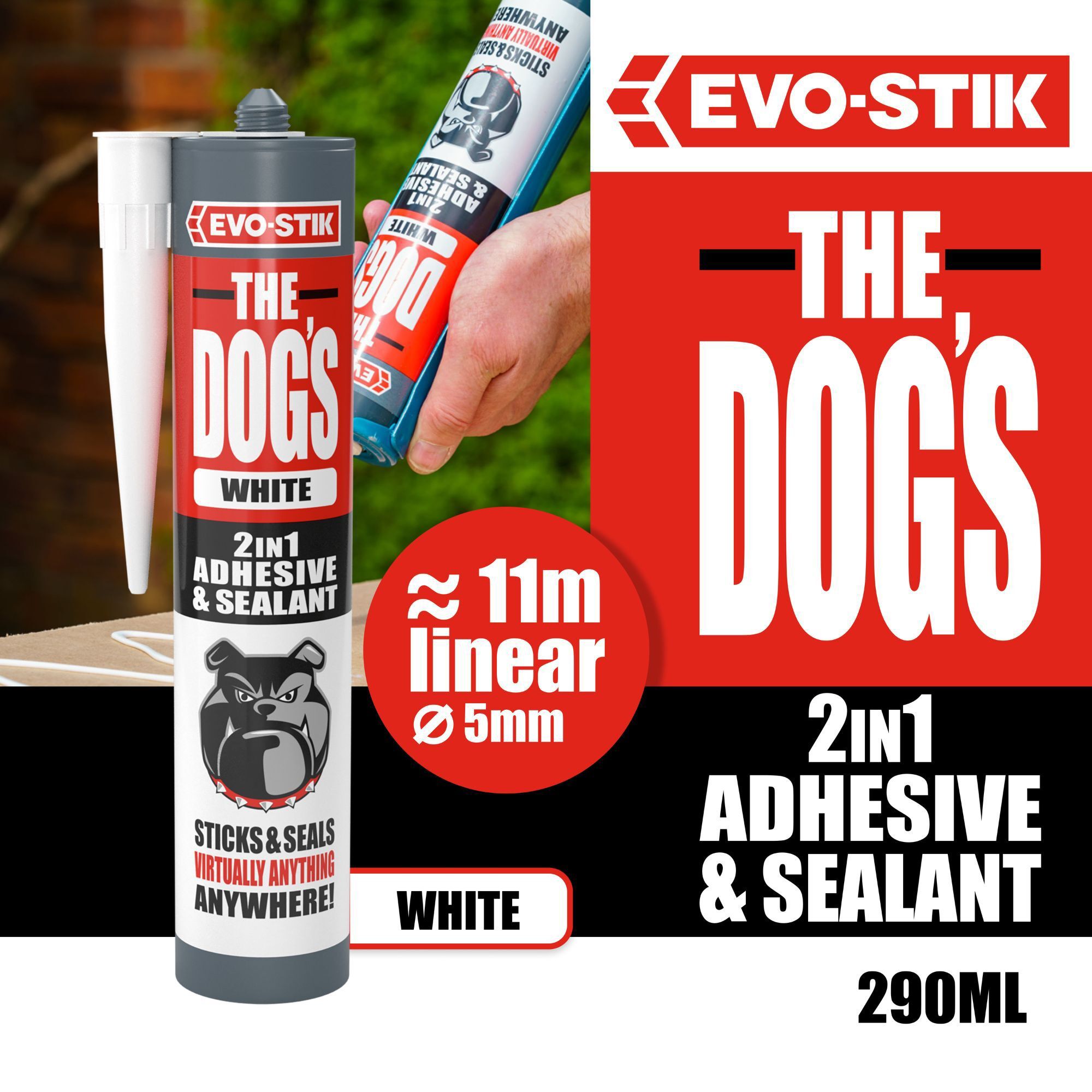 Evo-Stik The Dog's White Weatherproof Skirting board Grab adhesive & sealant, Volume 290ml