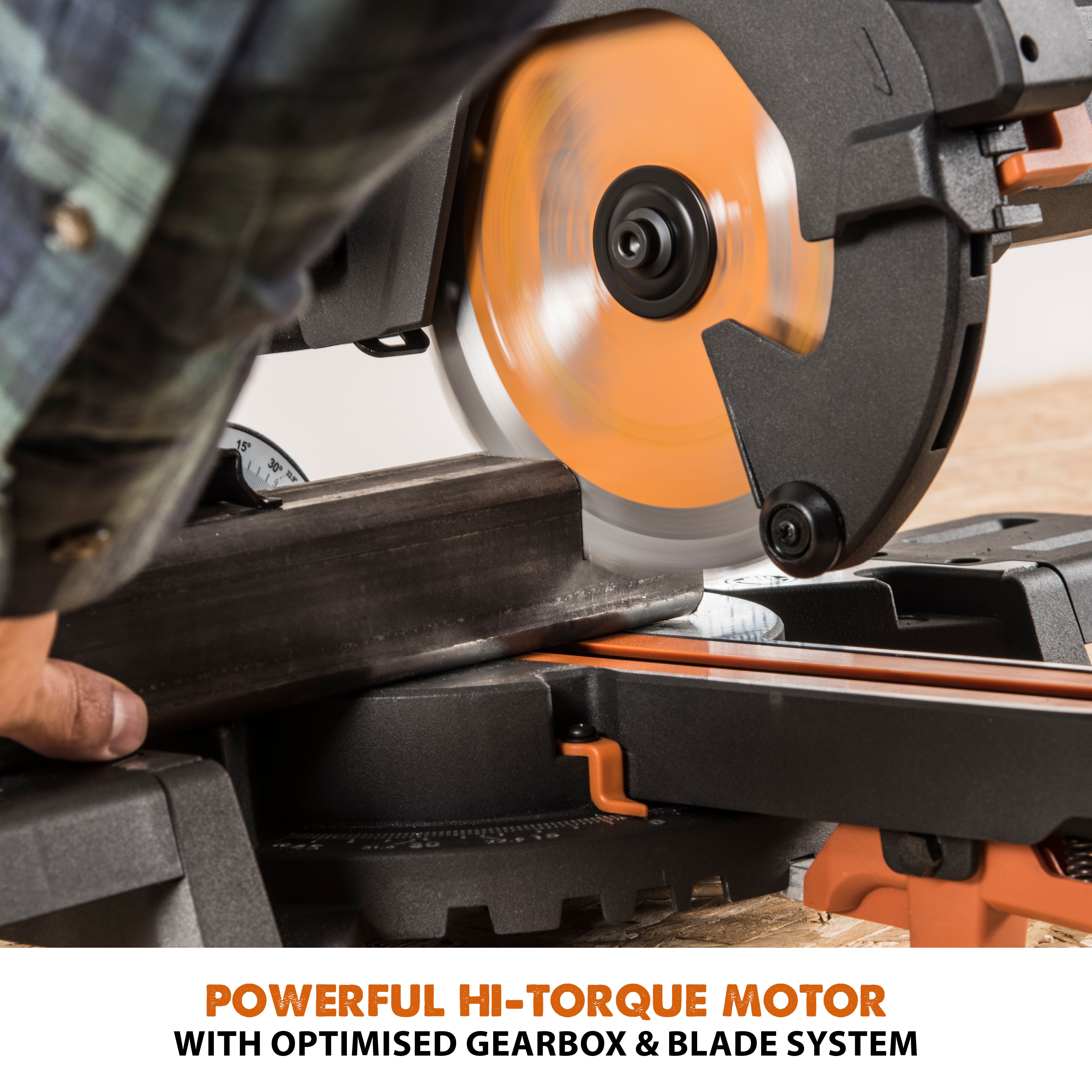 Evolution 1200W 230-240V 185mm Corded Sliding mitre saw R185SMS+