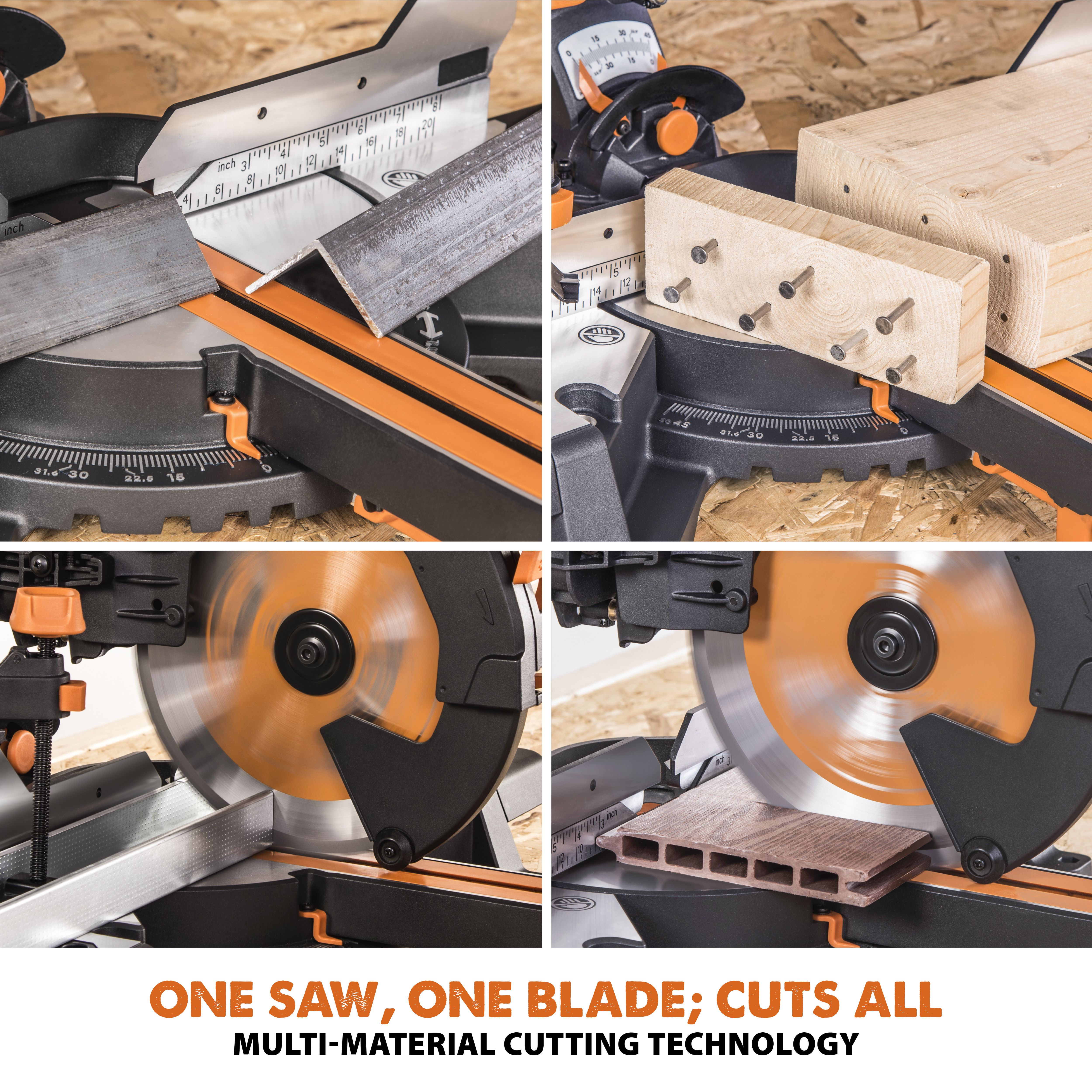 Evolution 2000W 230-240V 255mm Corded Sliding double compound mitre saw R255SMS+