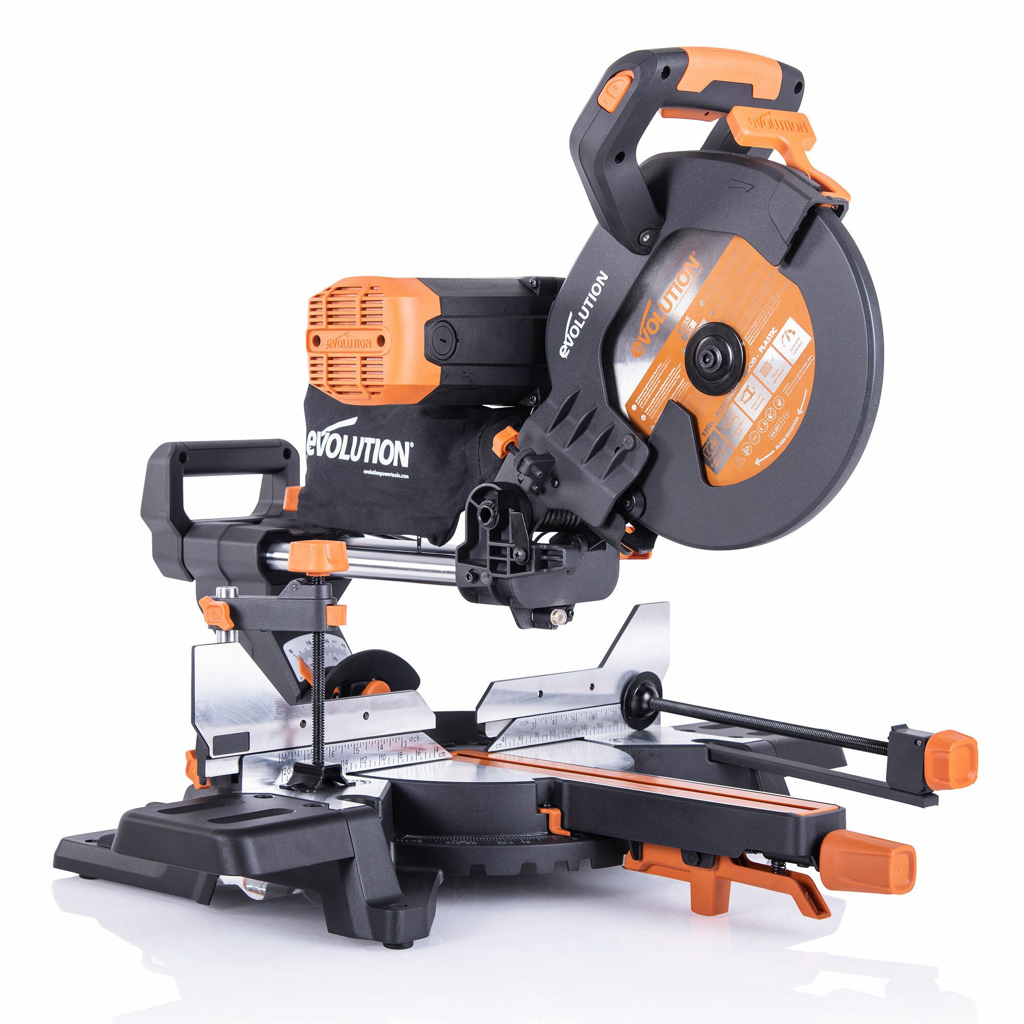 Evolution 2000W 230-240V 255mm Corded Sliding double compound mitre saw R255SMS+