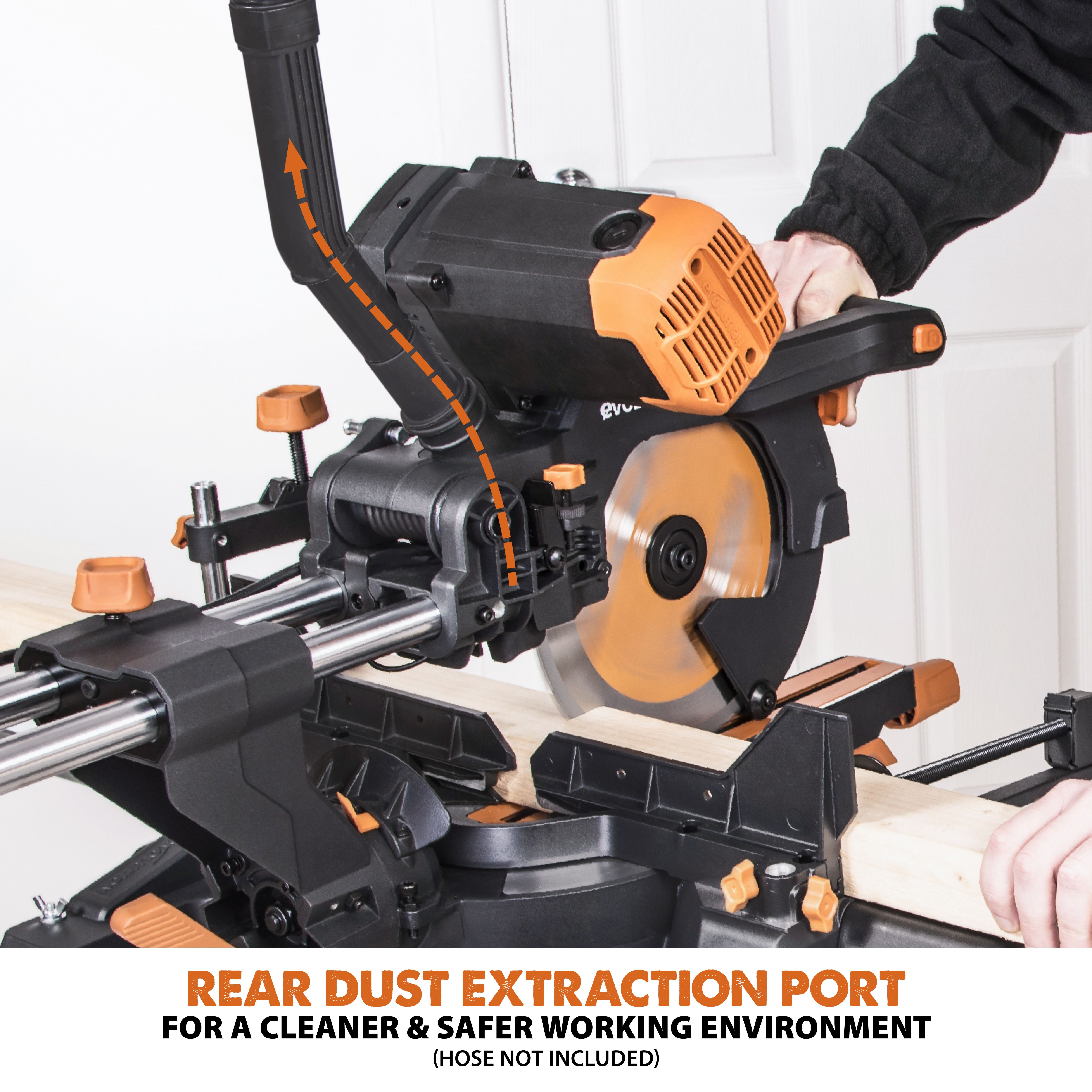 Evolution 2000W 230-240V 255mm Corded Sliding double compound mitre saw R255SMS+