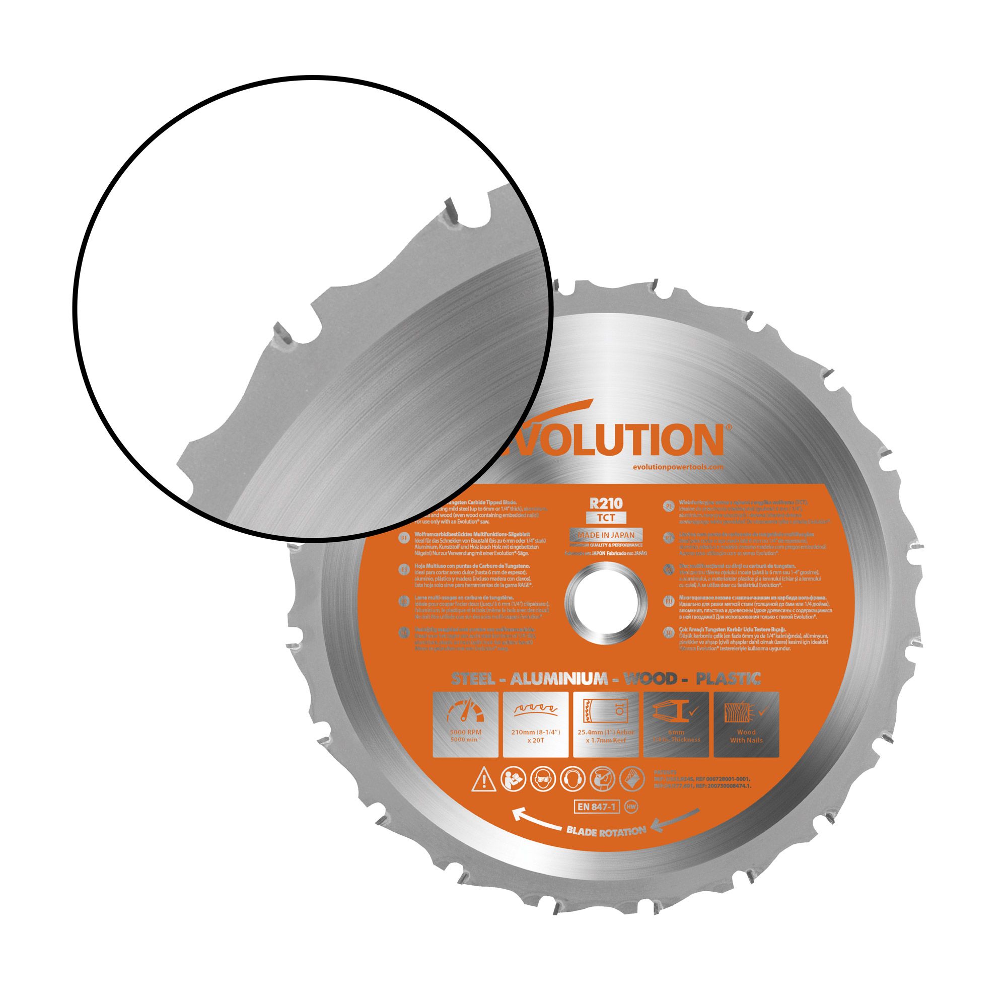 Evolution Rage 210mm Circular saw blade 20T - R210 T20