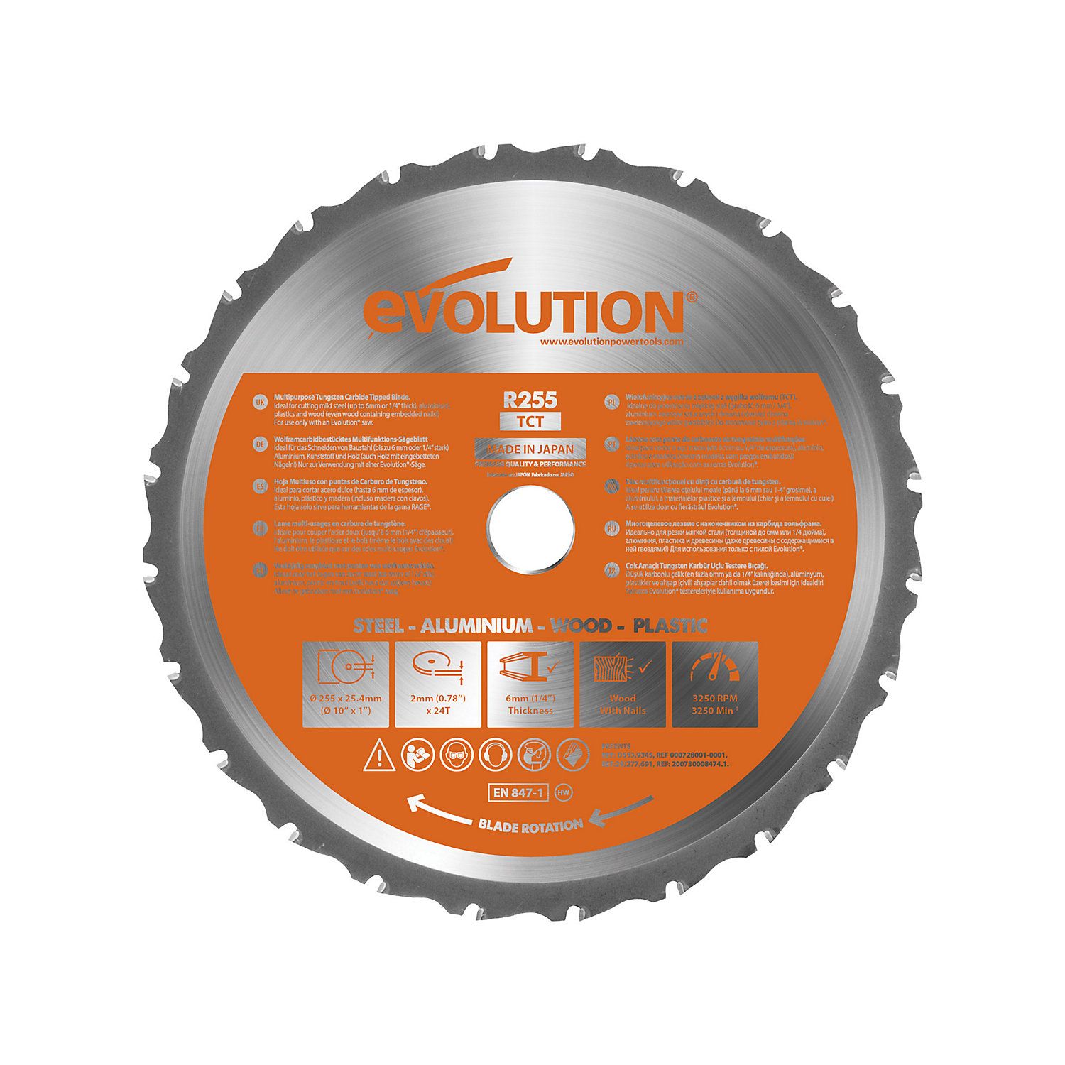 Evolution Rage 24T Circular saw blade (Dia)255mm DIY at B&Q
