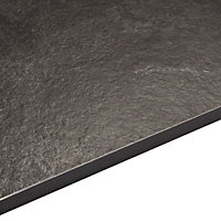 Exilis 12.5mm Black Stone effect Laminate Square edge Kitchen Worktop, (L)3020mm