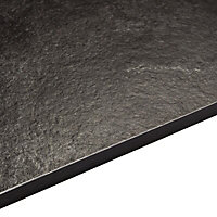 Exilis 12.5mm Zinc Argente Black Stone effect Laminate Square edge Kitchen Breakfast bar Worktop, (L)3020mm