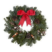 Extra large Bow & pine cone Real Wreath