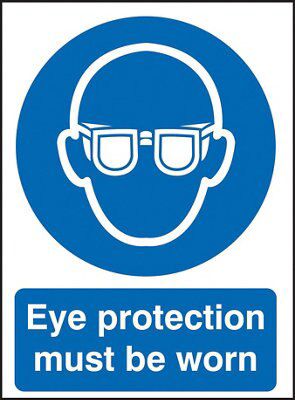 Eye protection must be worn Polypropylene Safety sign, (H)210mm (W)148mm