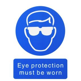 Eye protection must be worn Self-adhesive labels, (H)200mm (W)150mm