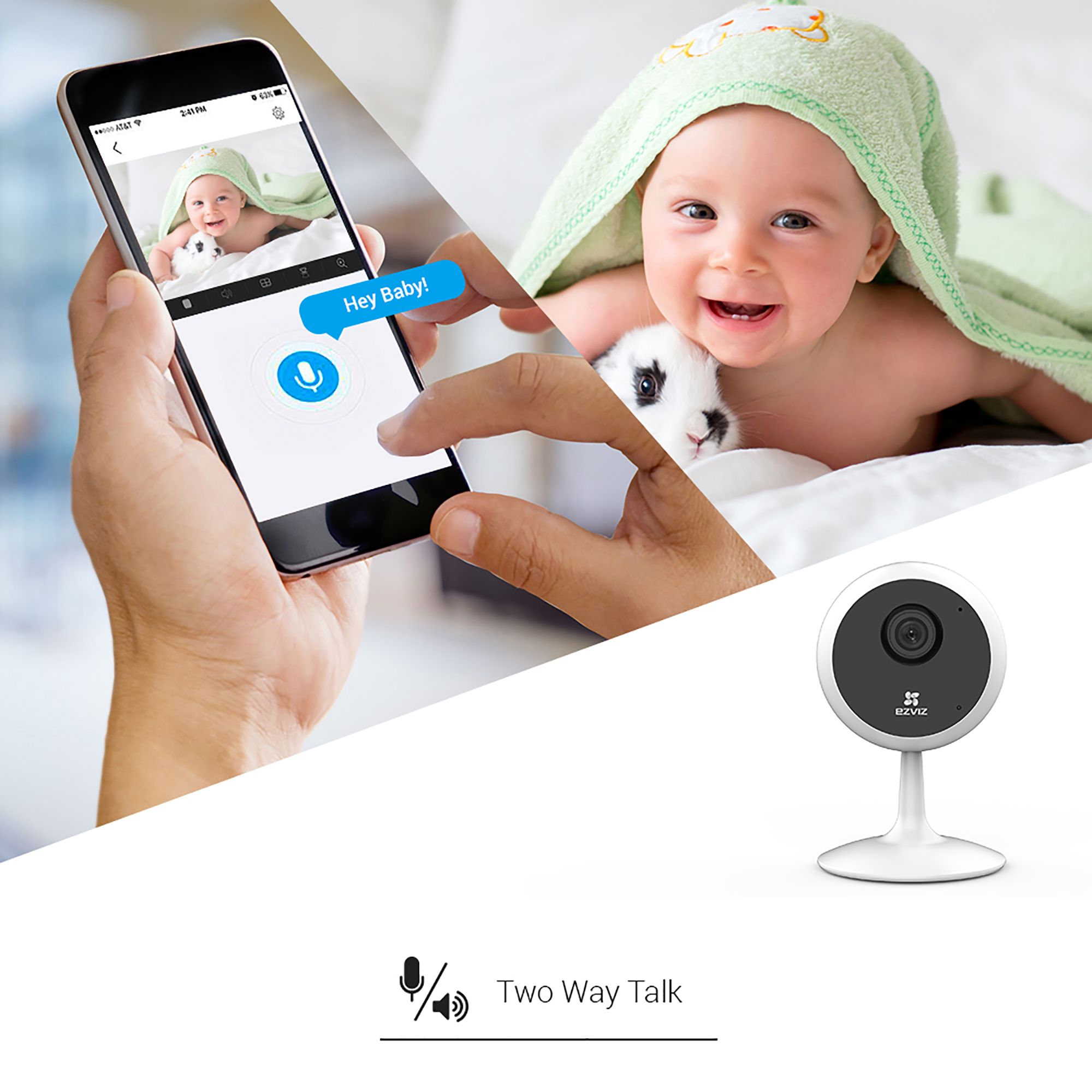 EZVIZ Full HD Wired Indoor Smart IP camera - Black & white