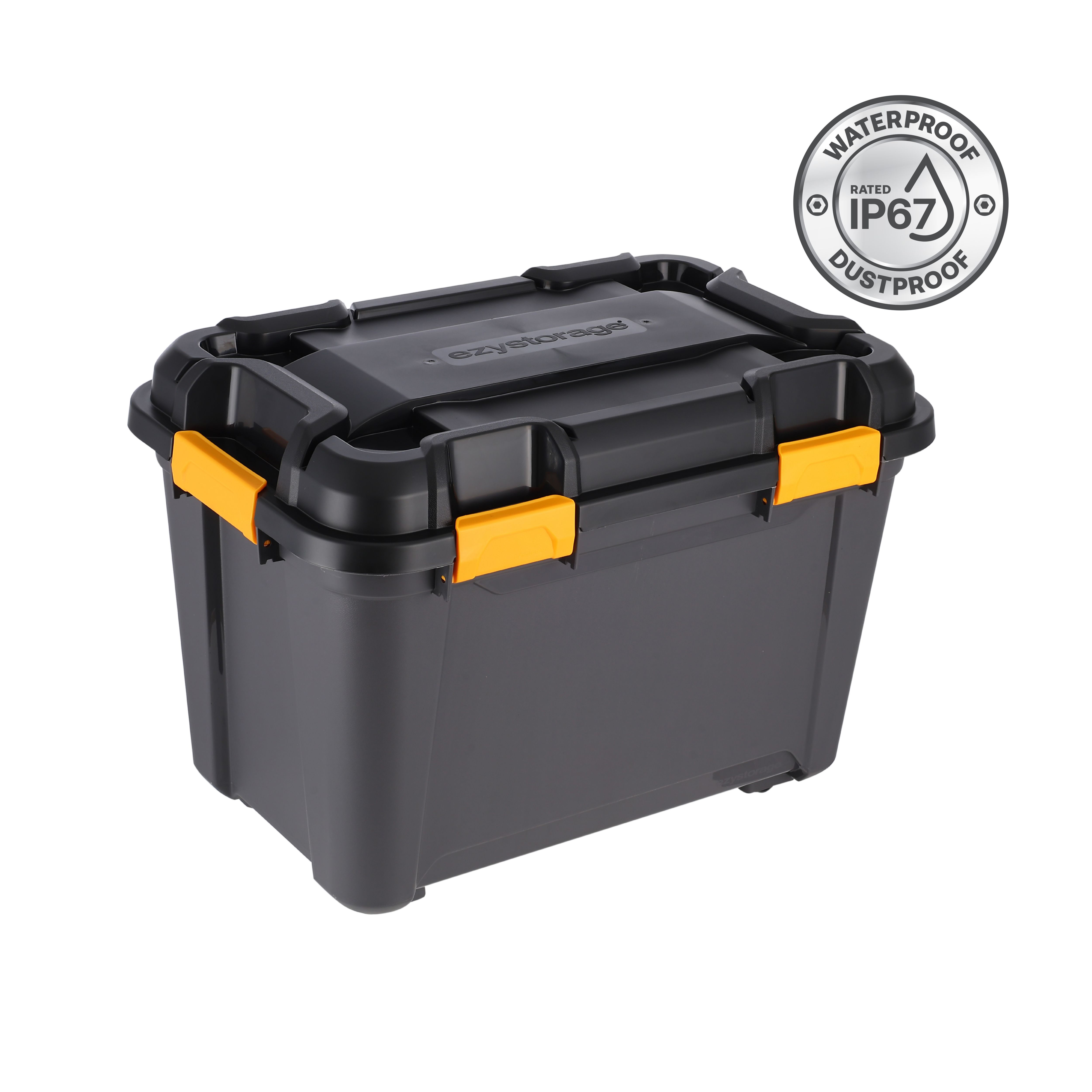 Ezy Storage Bunker tough Black 55L Medium Stackable Wheeled Storage box