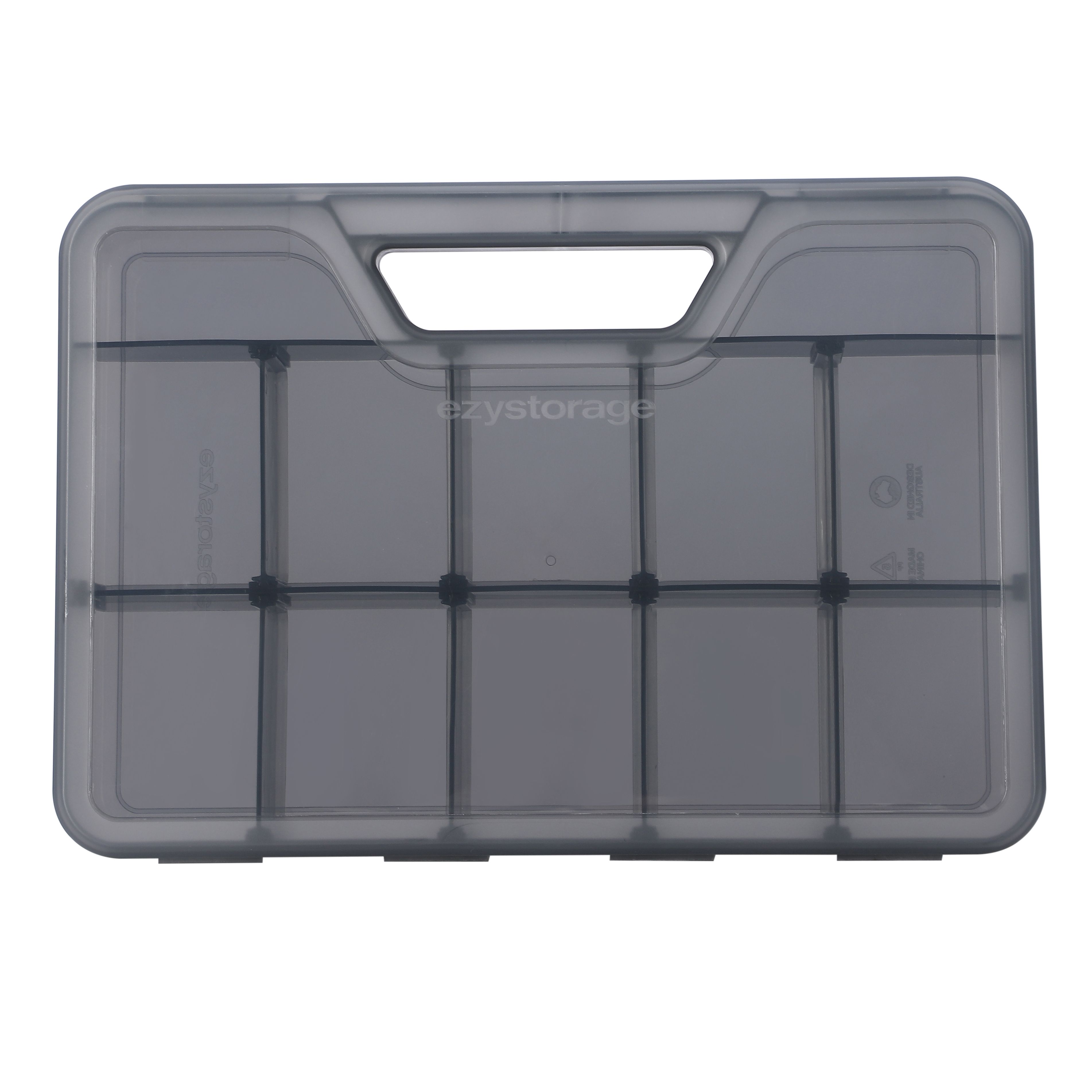 Ezy Storage Bunker tough Clear Organiser with 12 compartments
