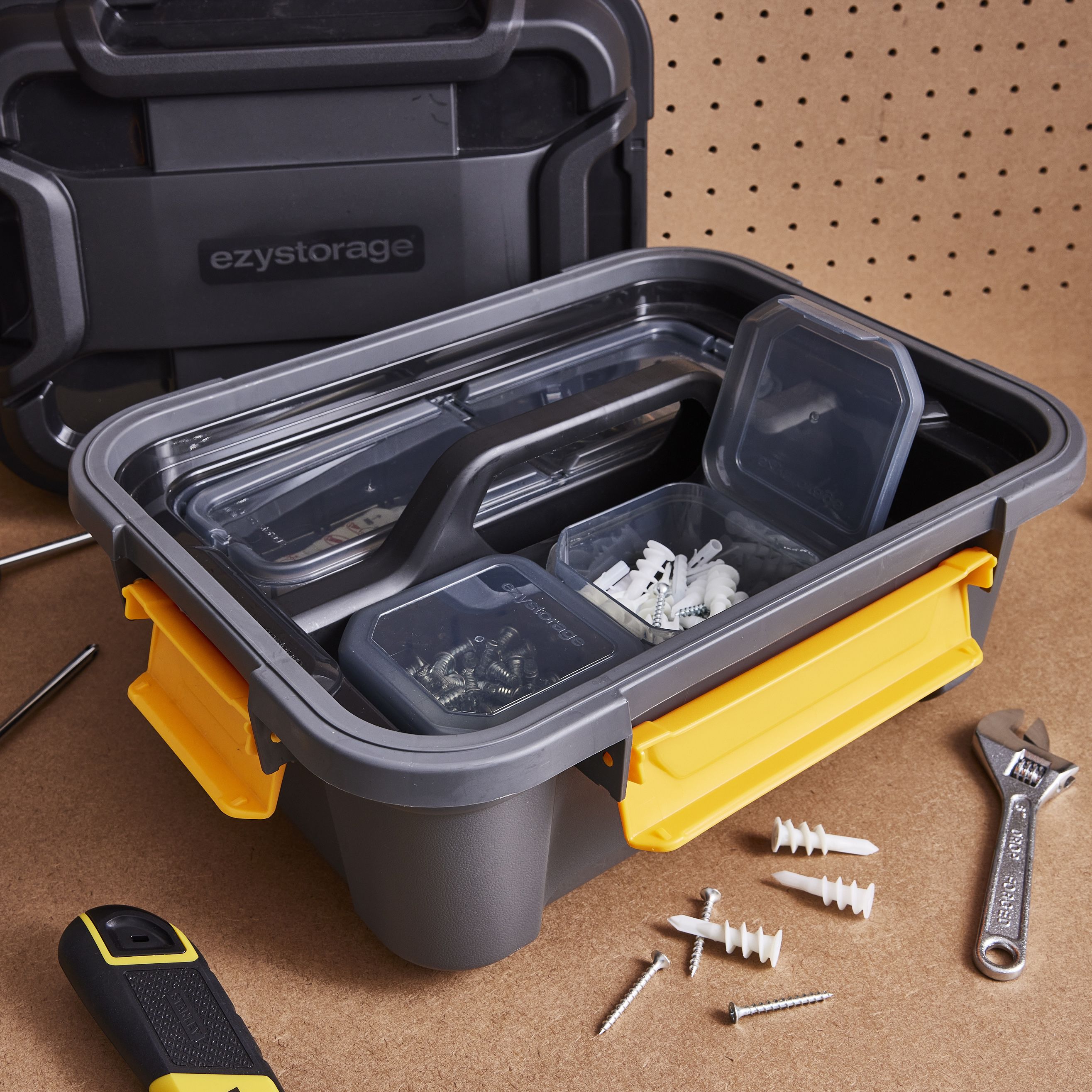 Ezy Storage Bunker tough Grey Insert tray with 2 compartments