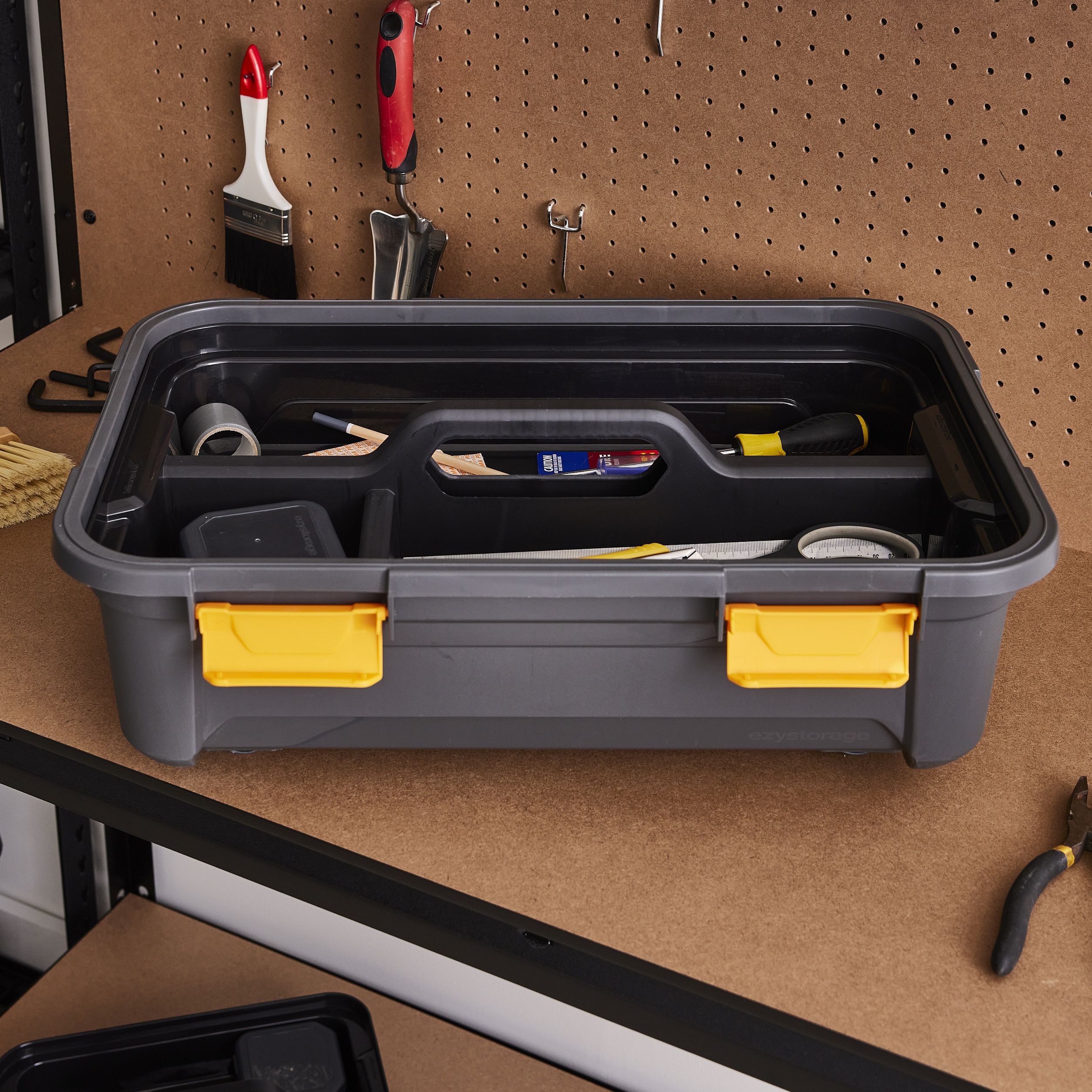 Ezy Storage Bunker tough Grey Insert tray with 3 compartments
