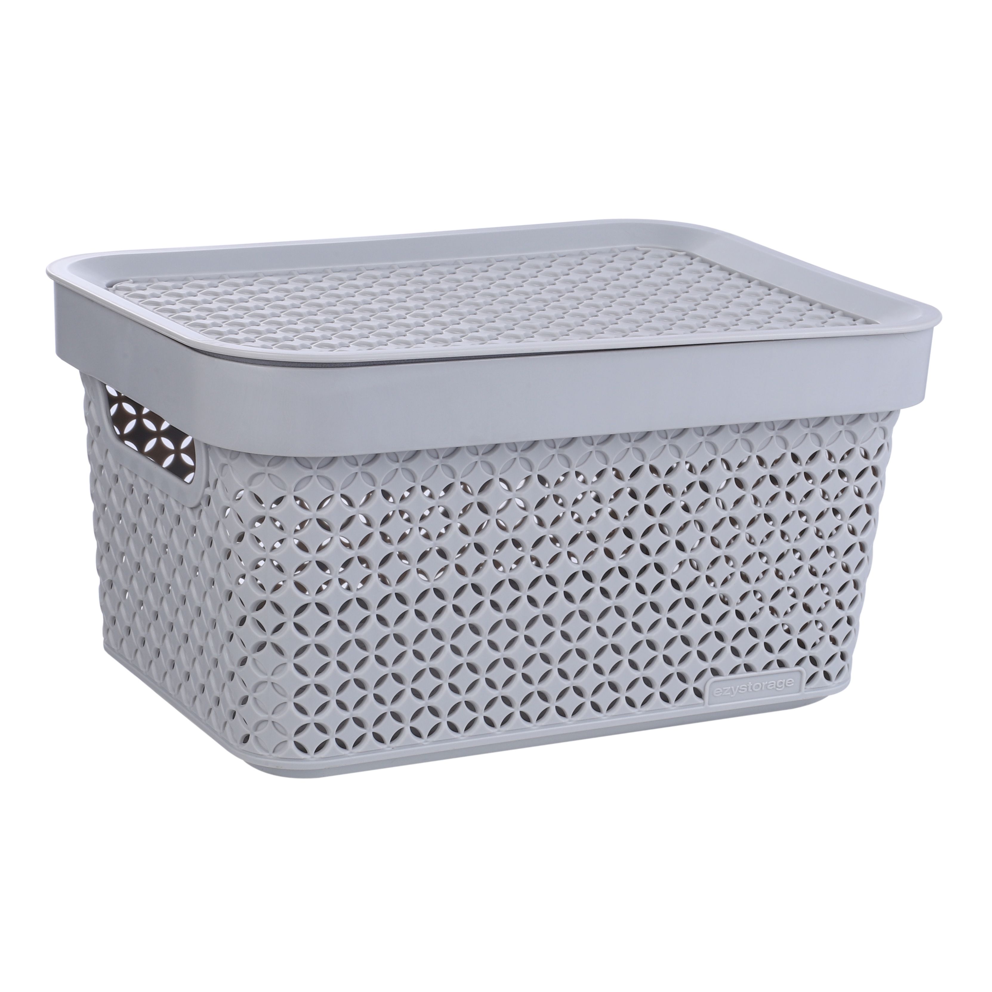 Ezy Storage Mode Matt grey Plastic Stackable Storage basket & Lid (H)13 ...