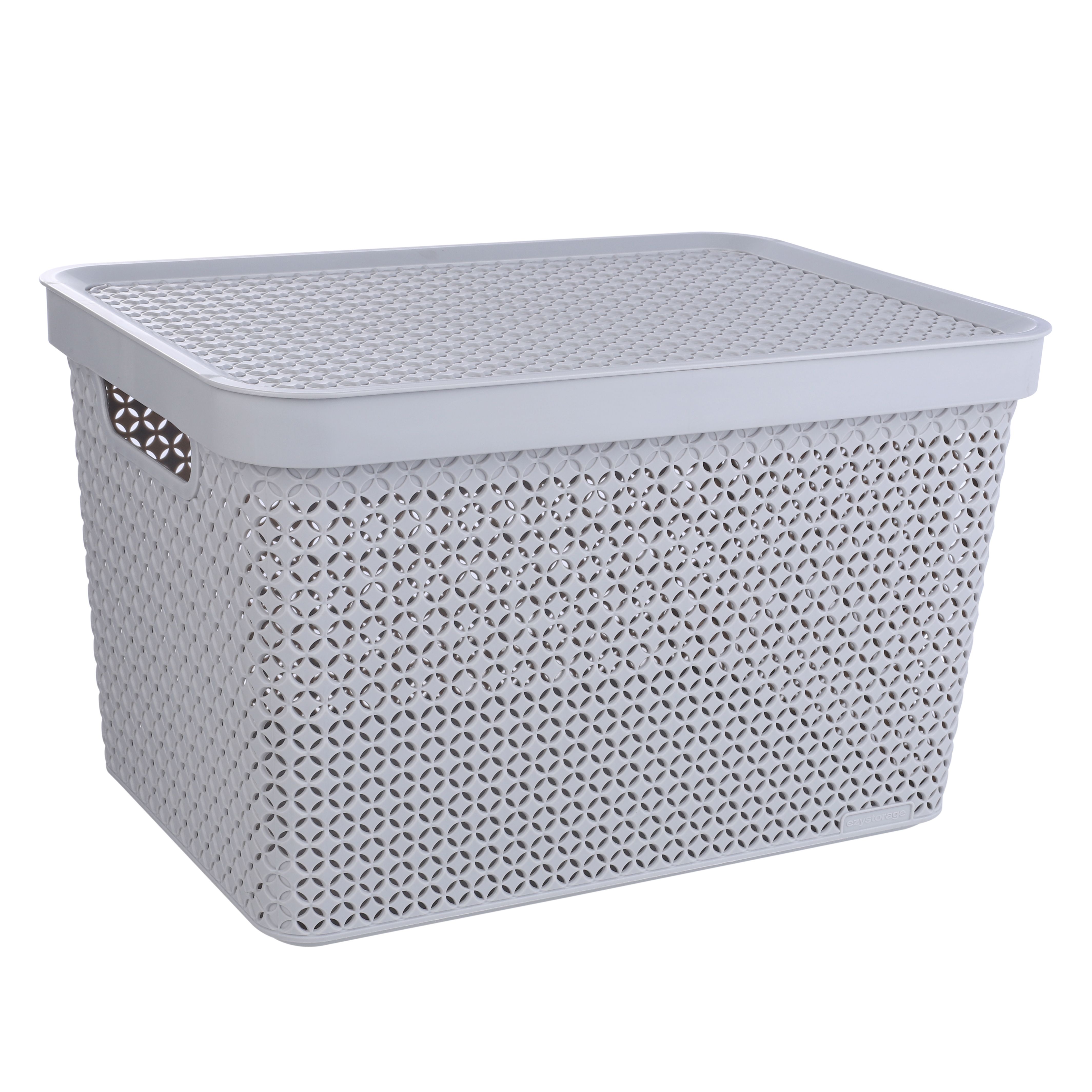 Ezy Storage Mode Matt grey Plastic Stackable Storage basket & Lid (H)23 ...