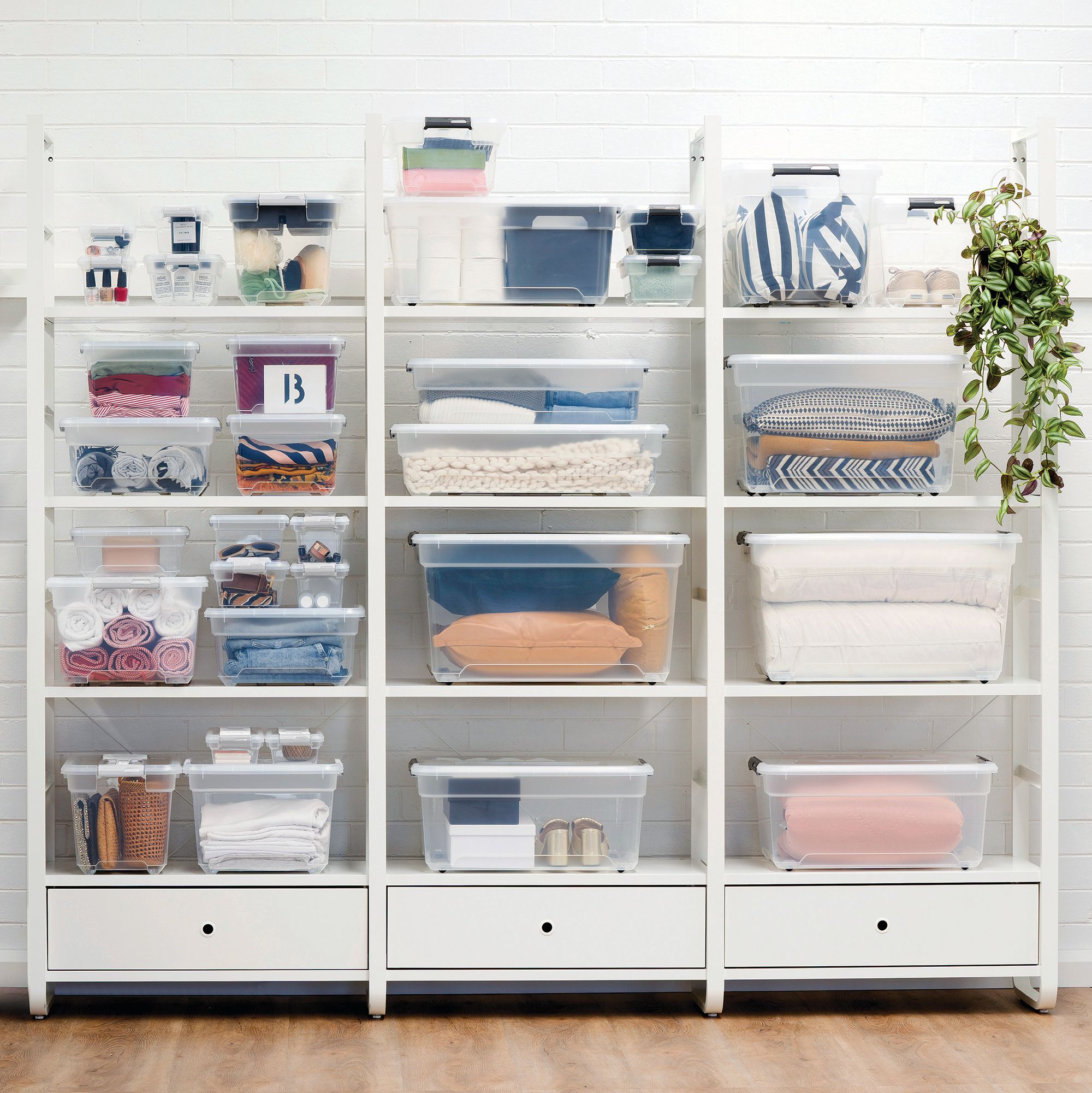 Ezy Storage Solutions+ Clear 13L Medium Plastic Stackable Storage box ...