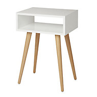 Fabro Matt white Medium-density fibreboard (MDF) Bedside table (H)250mm (W)350mm (D)300mm