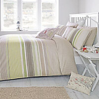 Falmouth Striped Green & taupe Double Bedding set