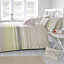 Falmouth Striped Green & taupe Double Bedding set