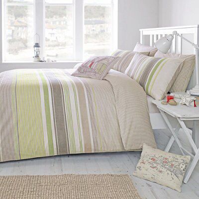 Falmouth Striped Green & taupe Single Bedding set