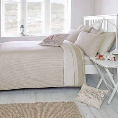 Falmouth Striped Green & taupe Single Bedding set