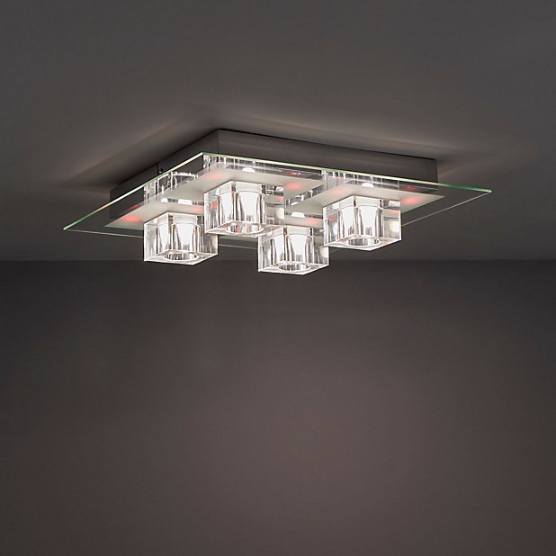 Fama Chrome Effect 4 Lamp Ceiling Light, Led Bathroom Ceiling Lights B Q