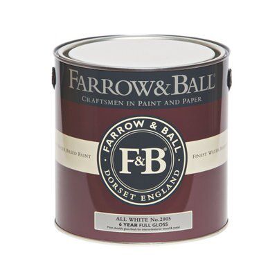 Farrow & Ball All white No.2005 Gloss Metal & wood paint, 2.5L